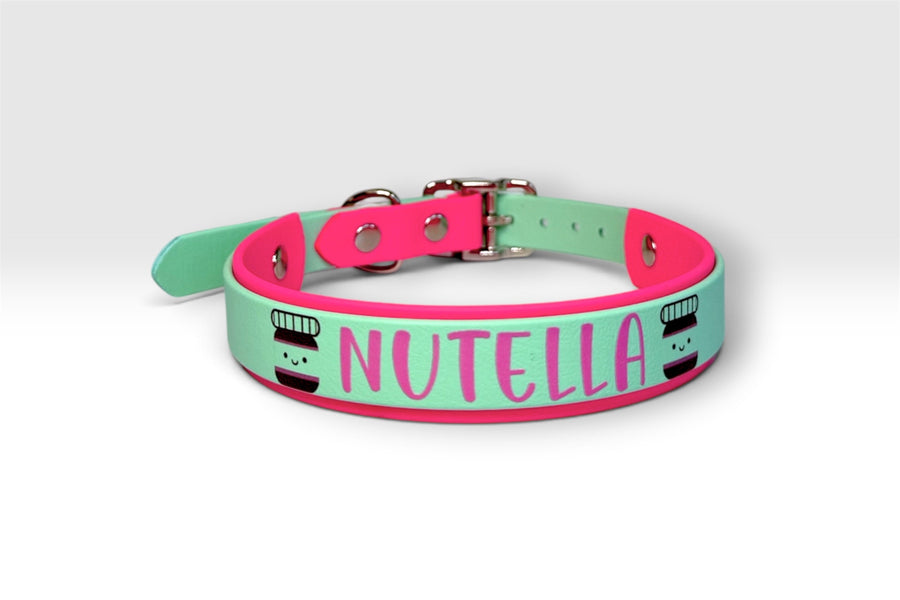 Double Layer collar — Nutella, mint over hot pink