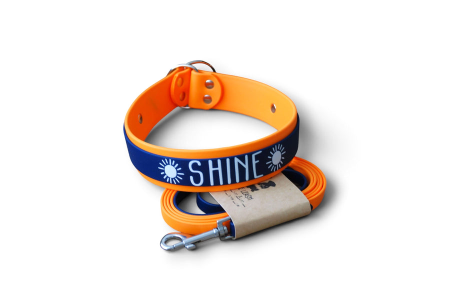 Slip collar — Shine, navy over orange with matching leash